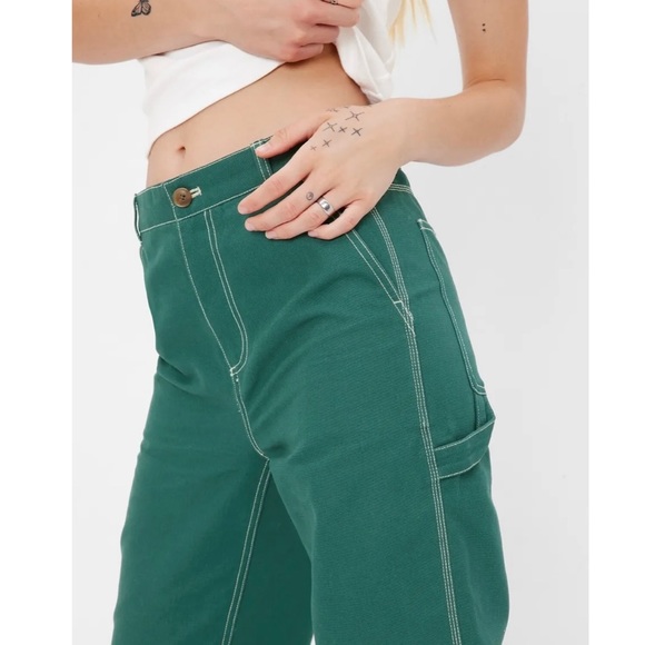 NWOT Gap High Rise '90s Loose Carpenter Pants with Washwell in green - Picture 3 of 3